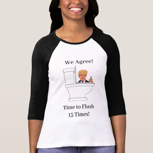 Camiseta Porta De Banheiro, Toilet Trump Engraçada (Frente)
