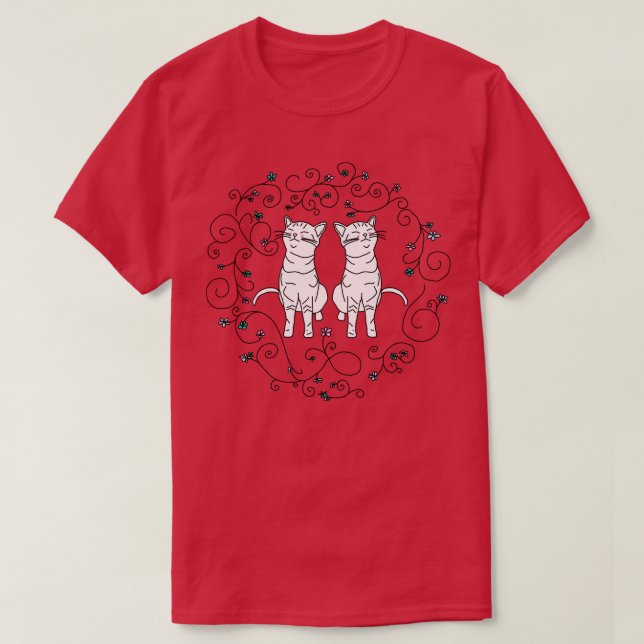 Camiseta Porta de Gatos Florais (Frente do Design)