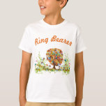 Camiseta Portador do Anel do Lado da Floresta Encantado<br><div class="desc">Tons da Terra com um tronco marrom Árvore Flor Folksy Camiseta Branca de Sangue Marinheira Branca com todas as cores: Terracotta Laranja Cor Laranja Coral Amarelo Elegância e Festa de casamento Azul Flores. Imaginem uma primavera, verão ou caem em uma árvore branca romântica em uma floresta encantada ao longo de...</div>