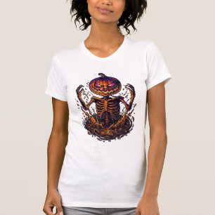 Camiseta Portal de Chamas Mágicas de Abóbora de Esqueleto d