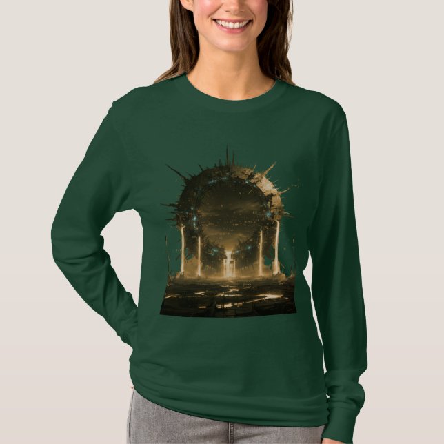 Camiseta Portal de Teleporte Sci-Fi Manga Longa (Frente)