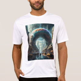 Camiseta Portal Futurístico do Planeta de Alienígena com Po