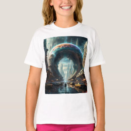 Camiseta Portal Futurístico do Planeta de Alienígena com Po