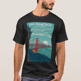 Camiseta Portão do Ouro Poster de viagens da Califórnia em 