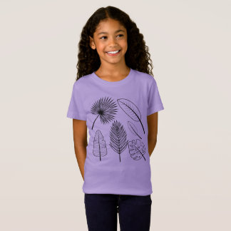 Camiseta Portas das flores desenhadas à mão Plantas Roxas F