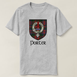 Camiseta Porter Surname Scottish Clan Crachá e Tartan