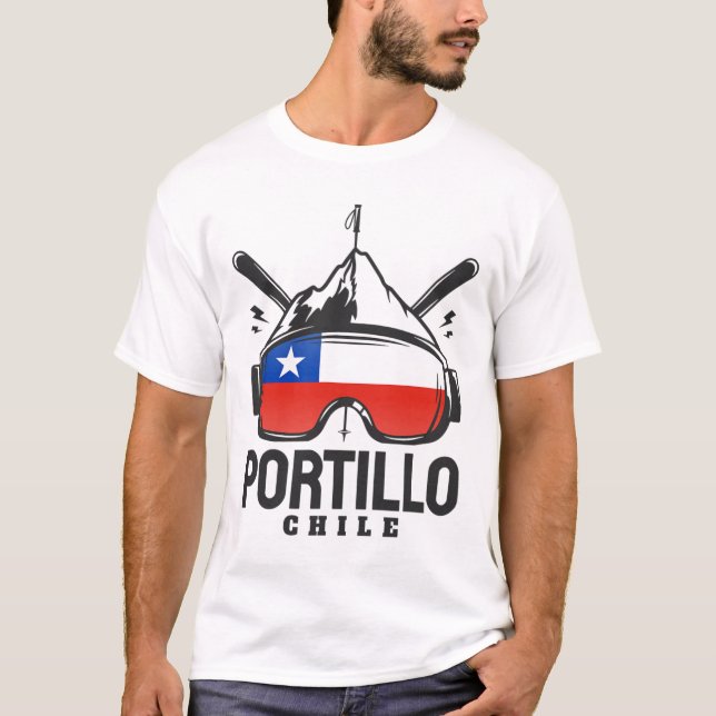 Camiseta Portillo Chile Ski Resort Retro Skiing (Frente)