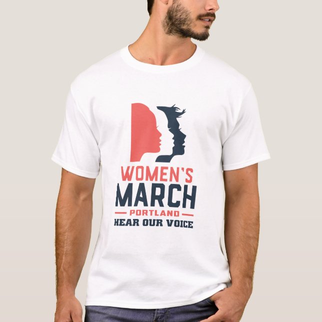 Camiseta Portland de março feminino ouve nossa voz (Frente)
