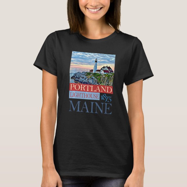 Camiseta Portland Lighthouse Maine 1875 (Frente)