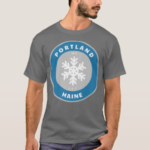 Camiseta Portland Maine ME Winter Snowflake Crachá Souv