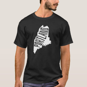 Camiseta Portland, Maine State Outline - Viagem dos EUA