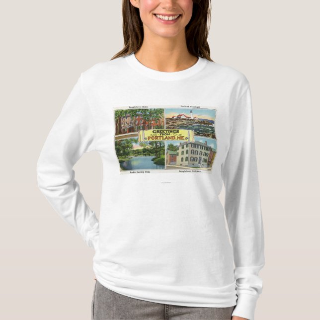 Camiseta Portland, MaineGreetings com de cénico (Frente)