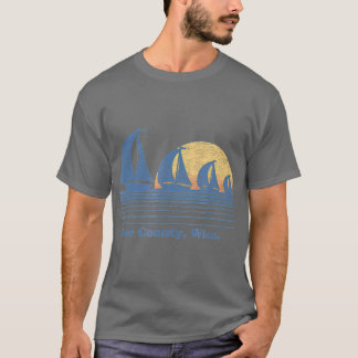 Camiseta Porto County WI Sailboat T Vintage 80s Sunset