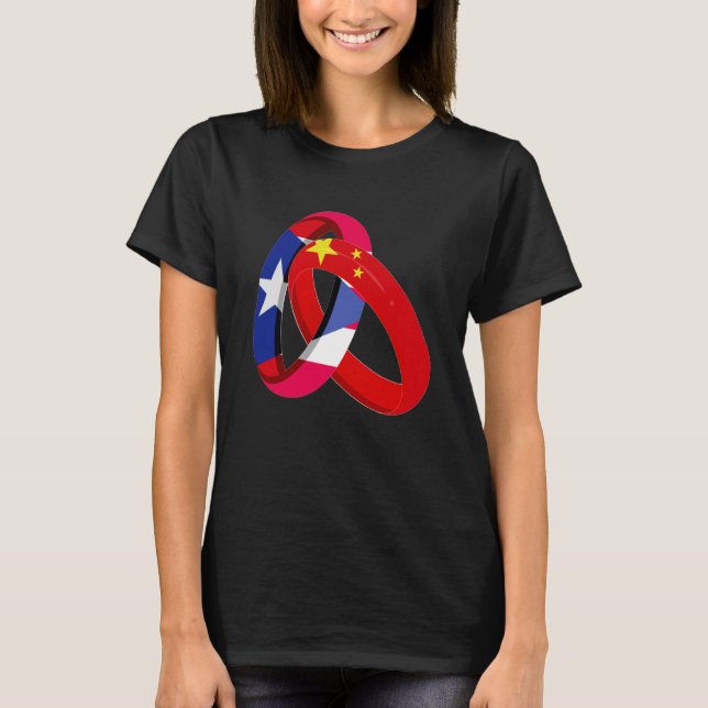Camiseta Porto Rico Bandeira China Cultivou Casamento de Ca (Frente)