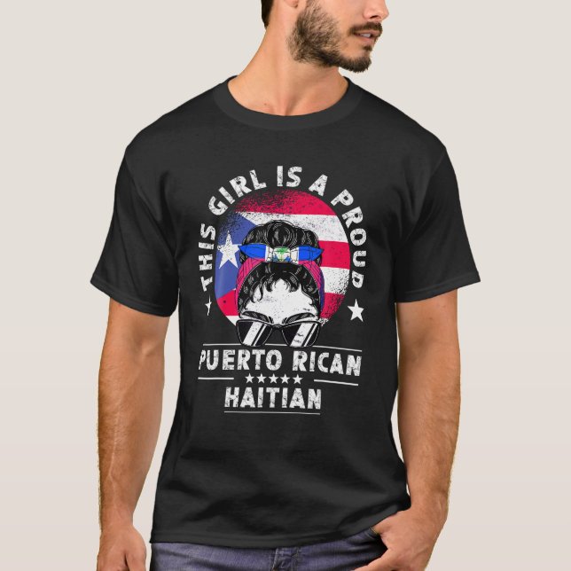 Camiseta Porto Rico Bandeira Haiti Cultivou Mulher Orgulho  (Frente)
