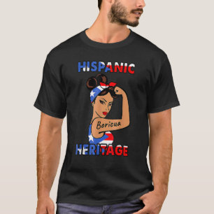 Camiseta Porto Rico Bandeira Herança Hispânica Boricua Mulh