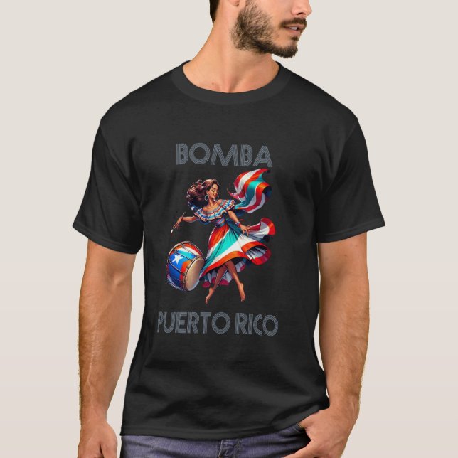 Camiseta Porto Rico Bandeira Herança Hispânica Mês Mulheres (Frente)