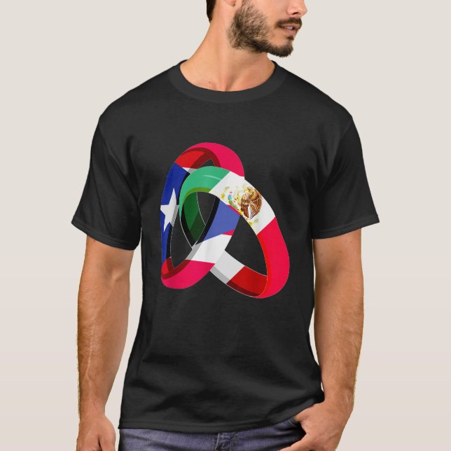 Camiseta Porto Rico Bandeira México Cultivou Casamento de C (Frente)