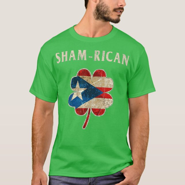 Camiseta Porto Rico Boricua Irlandês Shamrock Dia da Rua (Frente)
