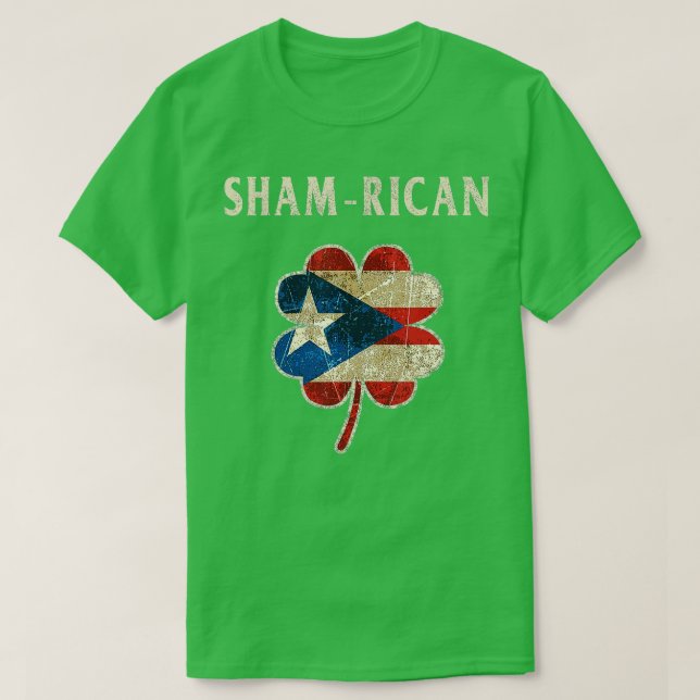 Camiseta Porto Rico Boricua Irlandesa Shamrock Rua Patrão (Frente do Design)