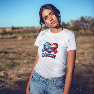Camiseta Porto Rico Boricua Love Heart Flag