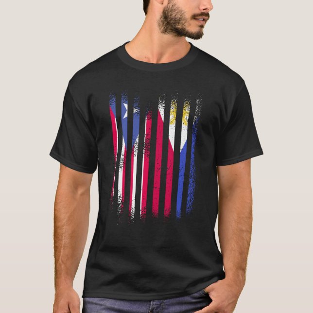 Camiseta Porto Rico Flag Filipinas Cultivando Sinalizadores (Frente)