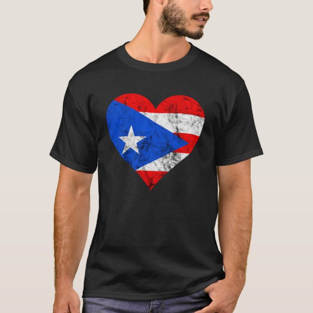 Camiseta Porto Rico Heart Puerto Ricaner Puertorro Flag Bo (Frente)