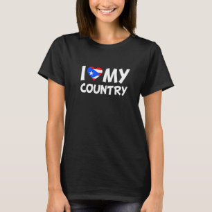 Camiseta Porto Rico I Love My Country Boricua Flag Heart