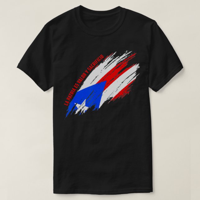 Camiseta Porto Rico La Patria es Valor y Sacrificio (Frente do Design)