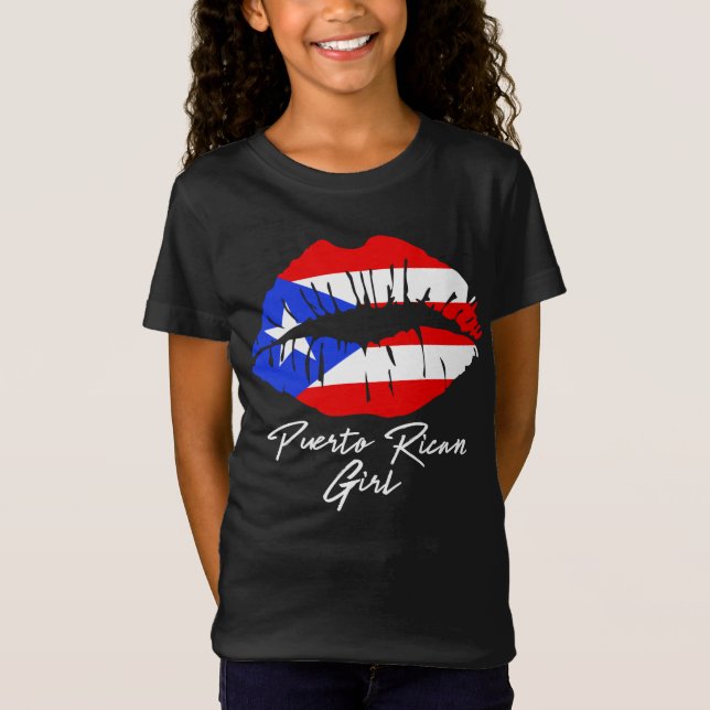 Camiseta Porto Rico Lábios Bandeira Boricua Caribe Amor (Frente)