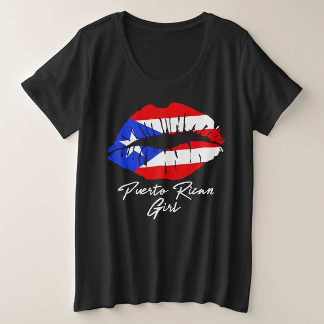Camiseta Porto Rico Lábios Bandeira Boricua Caribe Amor (Frente do Design)
