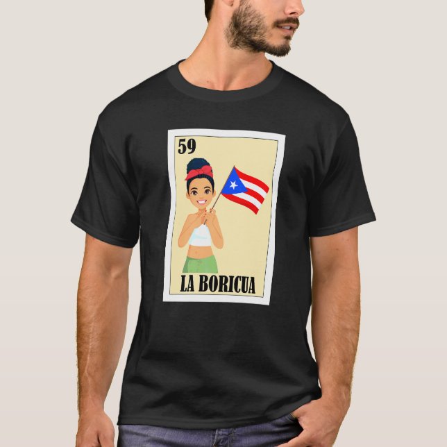 Camiseta Porto Rico Loteria Mexicana Bingo La Boricua (Frente)