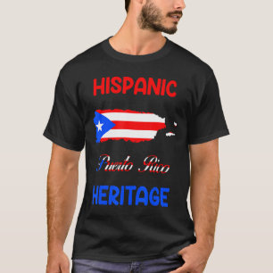 Camiseta Porto Rico mapa Sinalizador Herança Hispânica Mês
