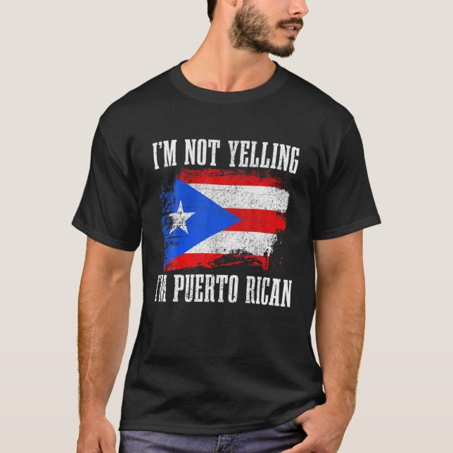 Camiseta Porto Rico Não Estou Gritando Porto Rico Engraçado (Frente)