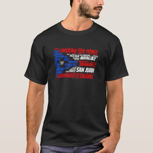 Camiseta Porto Rico sinaliza com nomes de cidades arte (Frente)