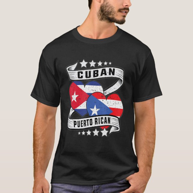 Camiseta Porto-riquenho cubano metade cubana metade porto-r (Frente)