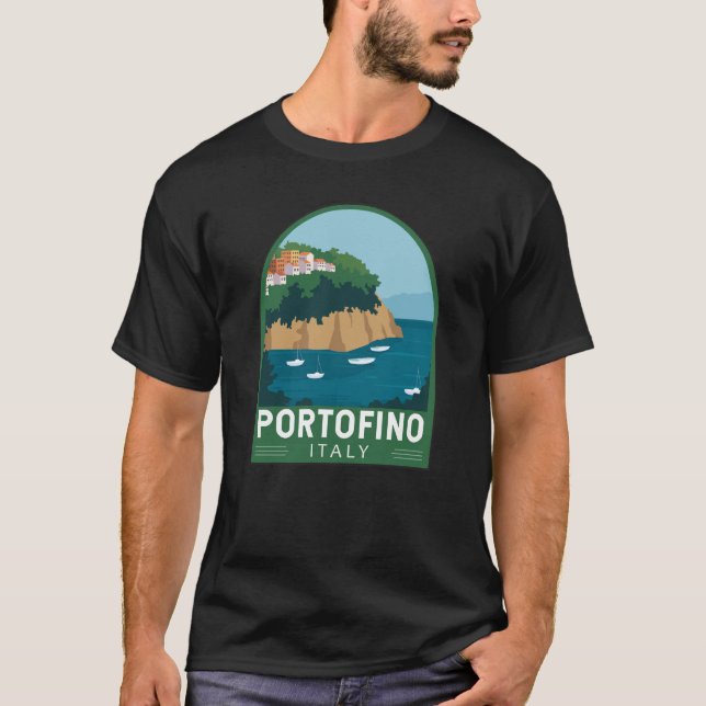Camiseta Portofino Itália Retro Viagem Art Vintage (Frente)