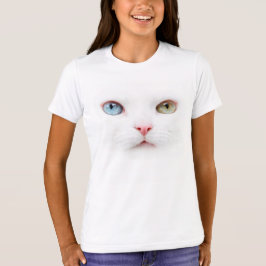 Camiseta Portrait gato com olhos bicolores odd eyed