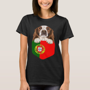 Camiseta Portugal Bandeira Cão Vermelho e Branco Irlandês C