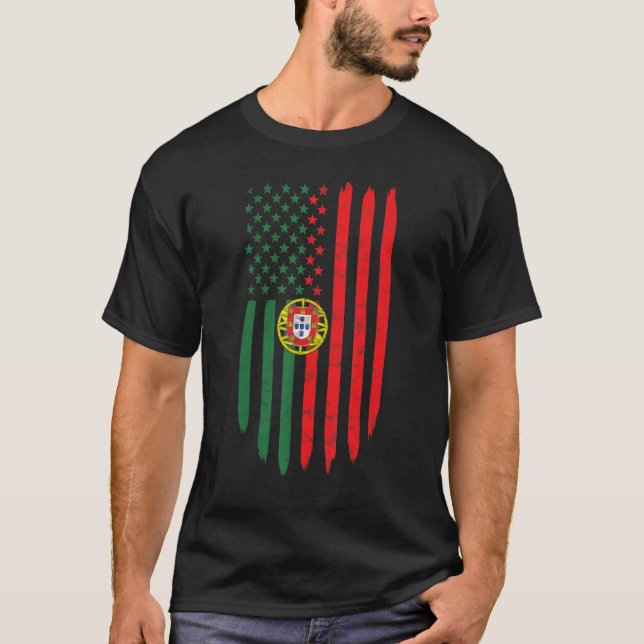 Camiseta Portugal Bandeira Pai Português Mãe Herança Mulher (Frente)