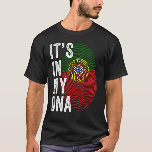 Camiseta Portugal Está no meu DNA Fingerprin Português (Frente)
