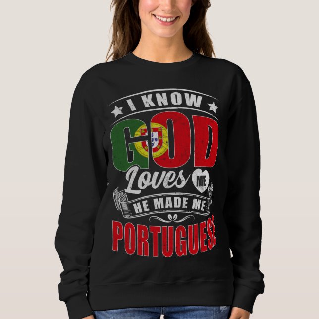 Camiseta Portugal Flag God Loves Me  Portuguese (Frente)