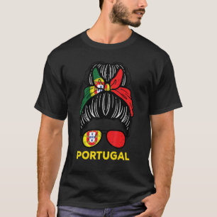 Camiseta Portugal Flag Hairbun Futebol Fan Women Gi