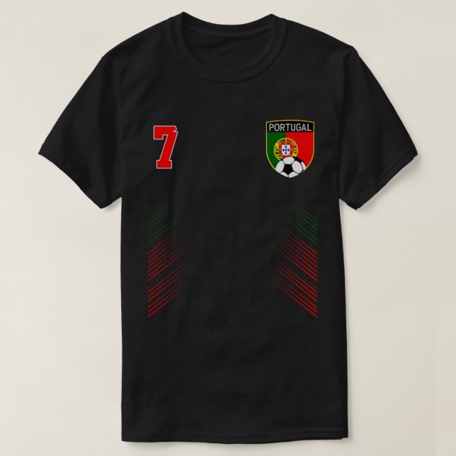Camiseta Portugal Futebol Português Retro 7 Jersey (Frente do Design)