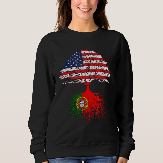 Camiseta Portugal Roots American Grown Portugal Flag Gift (Frente)