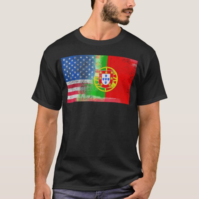 Camiseta Português (Brasil) Metade Portugal Metade América  (Frente)