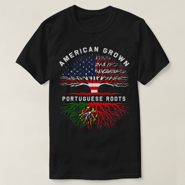 Camiseta Português Raiz Americana Cultiva Herita da Família (Frente do Design)