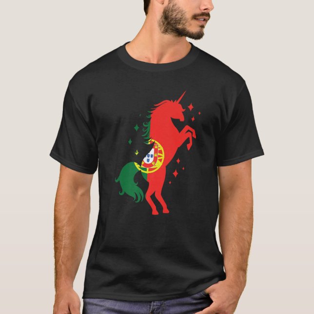 Camiseta Portuguese Roots Unicorn Portugal Flag (Frente)