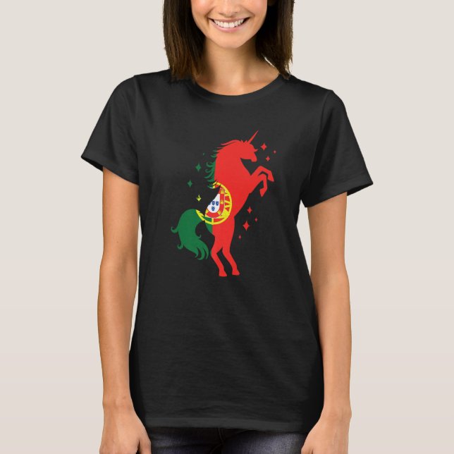 Camiseta Portuguese Roots Unicorn Portugal Flag (Frente)