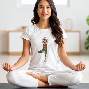 Camiseta Pose de Árvore Yoga Vrikshasana Mulher Fitness Iog